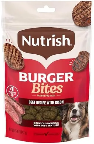 nutrish burger bites dog treats beef recipe 5 oz pouch rachael ray